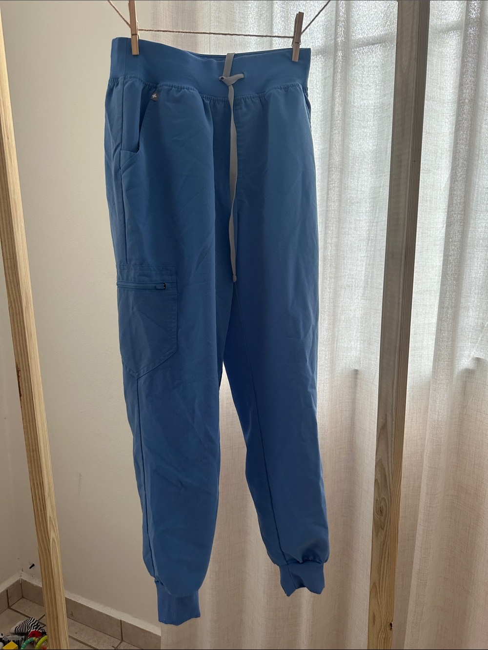 Figs Blue Drawstring Cargo Joggers for Women